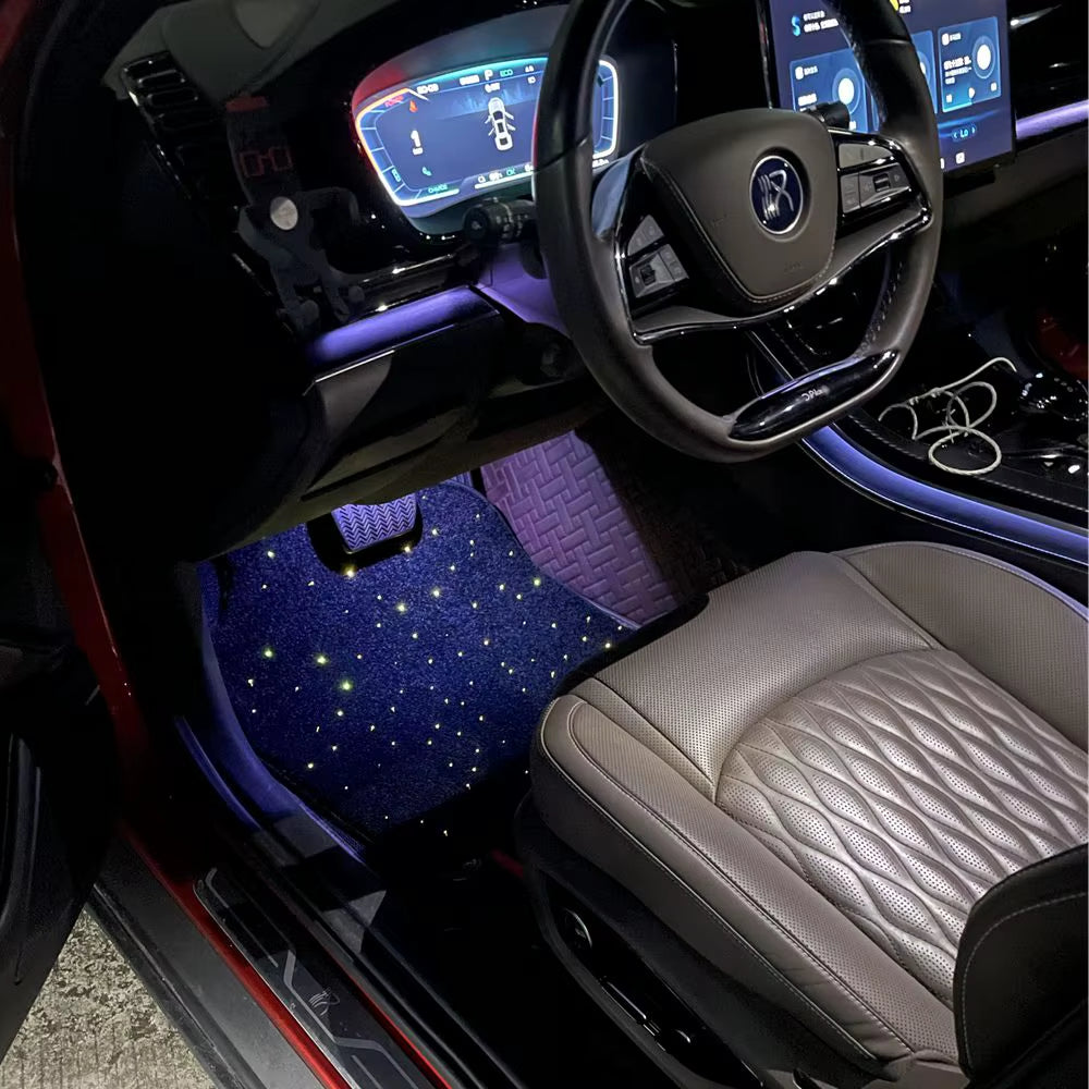 Fiber Optic Twinkle Stars Car Mats Waterproof Star Light Car LED Rugs with APP Remote Control Light Effect
