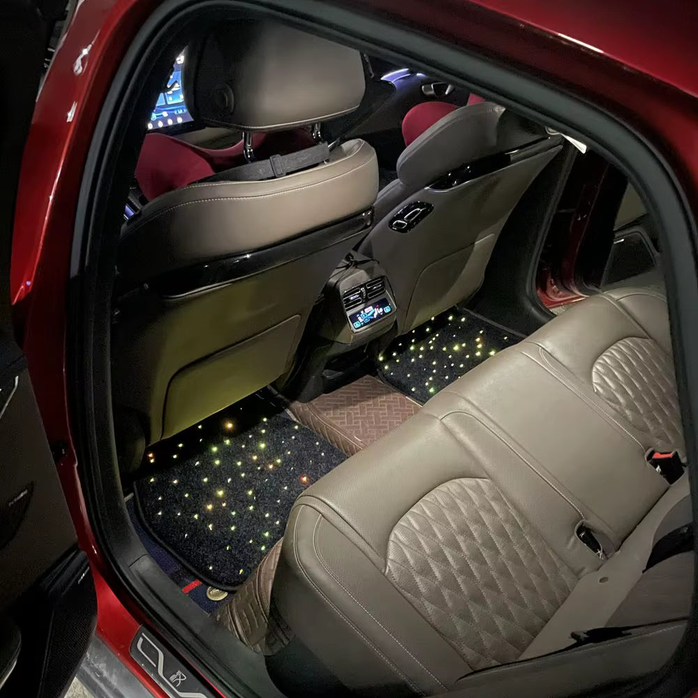 Fiber Optic Twinkle Stars Car Mats Waterproof Star Light Car LED Rugs with APP Remote Control Light Effect